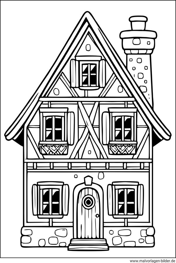 Ausmalbild altes Haus