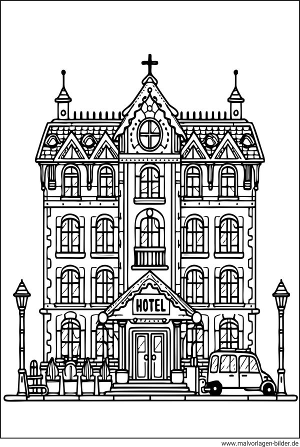 Ausmalbild Hotel