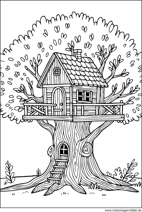 Baumhaus Ausmalbild