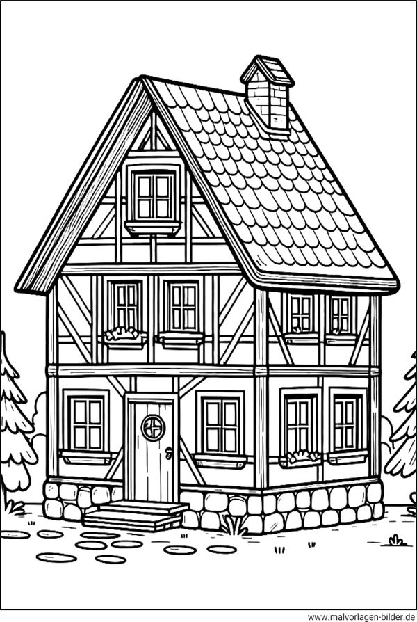 Fachwerkhaus Ausmalbild