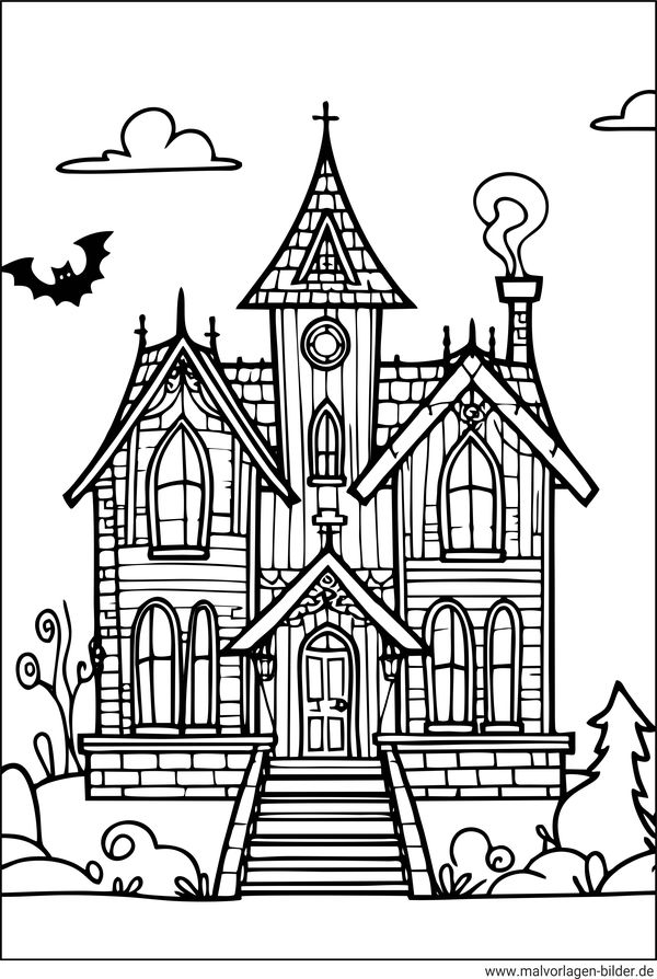 Grusselhaus Ausmalbild