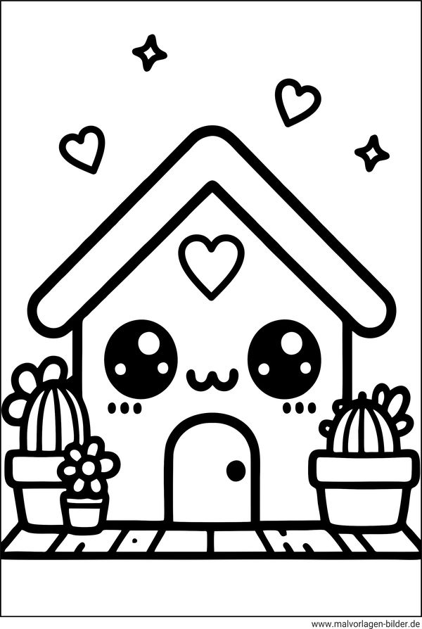 Haus Ausmalbild ab 3 Jahren