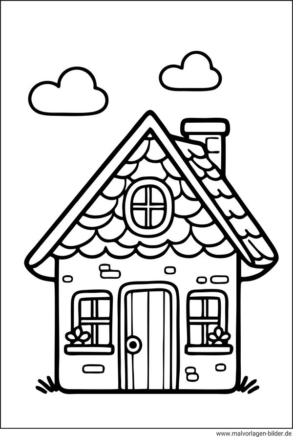 Haus Ausmalbild für Kinder im Kindergarten