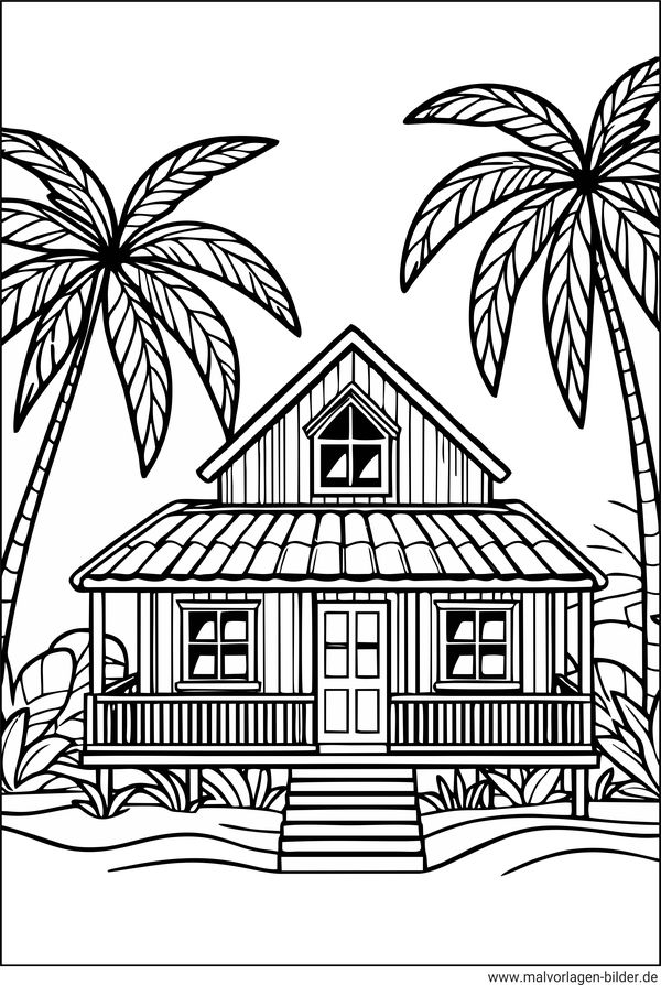 Haus Karibik Ausmalbild