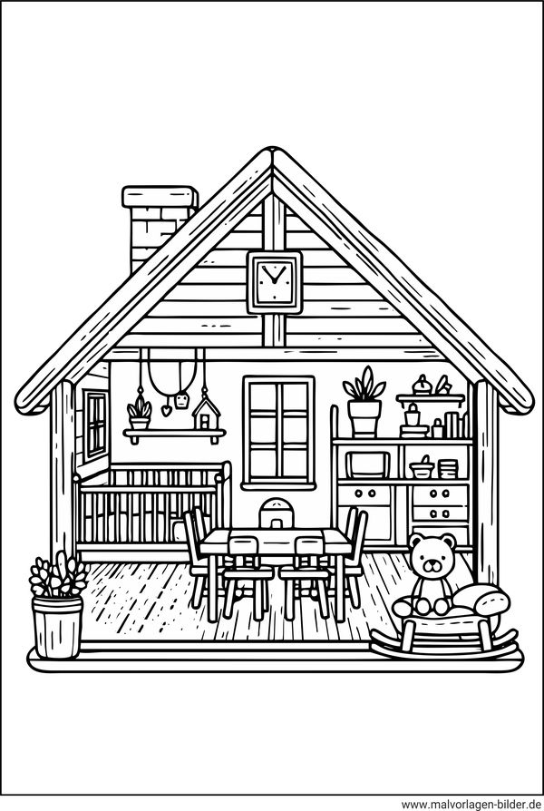 Haus von innen Ausmalbild