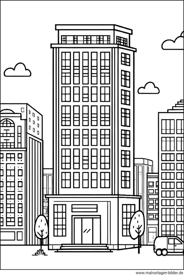 Hochhaus Ausmalbild