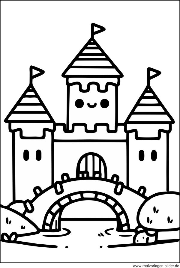 Kawaii Burg Ausmalbild
