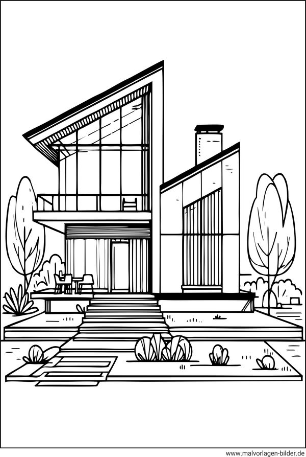 Modernes Designhaus Ausmalbild