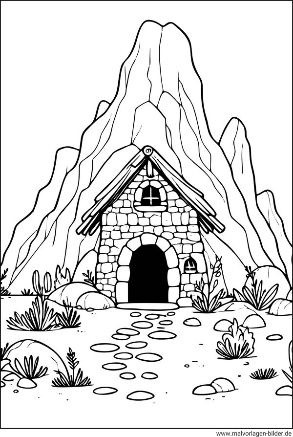 Steinhaus Ausmalbild