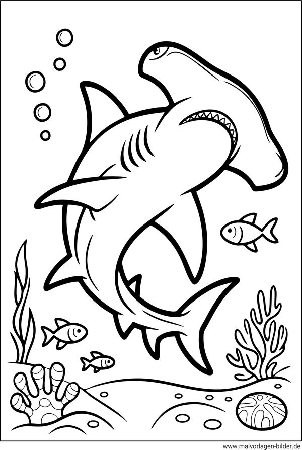 Ausmalbild Hammerhai zum Ausdrucken