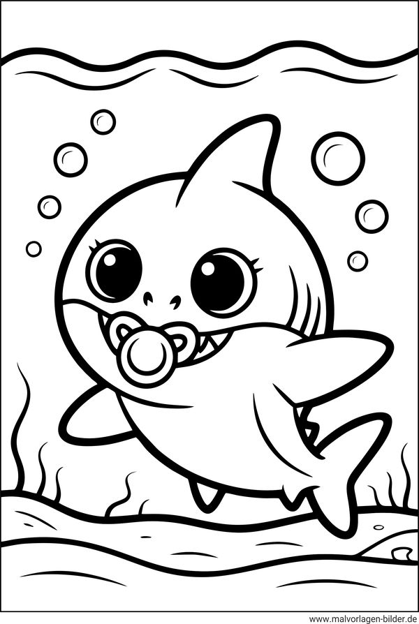 Babyhai Ausmalbild für Kinder