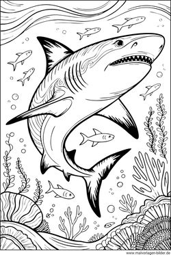 Hai Ausmalbild Erwachsene kostenfrei ausdrucken