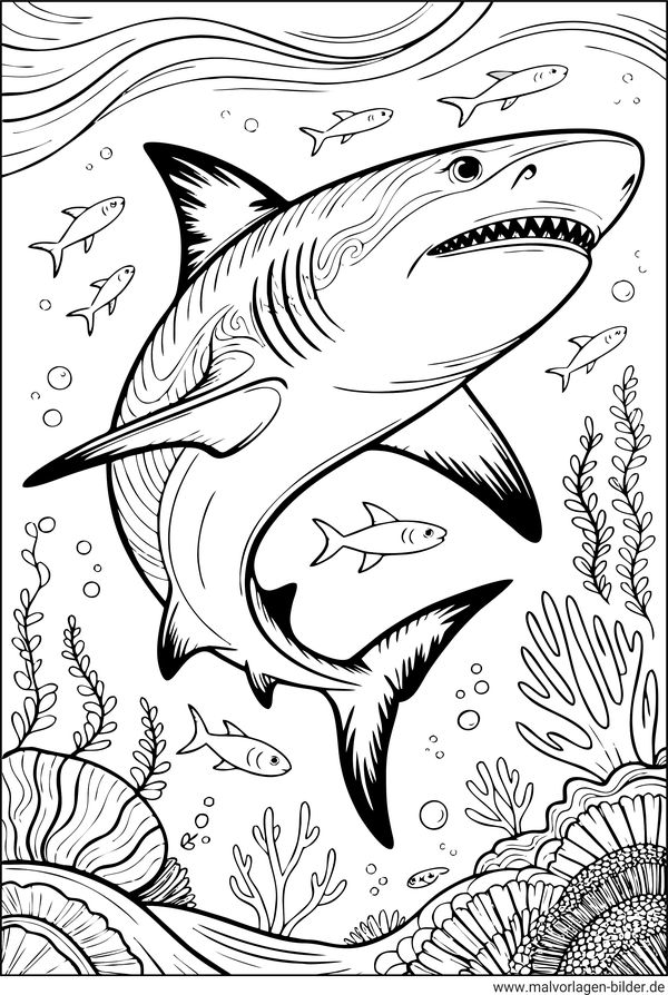 Hai Ausmalbild für Erwachsene