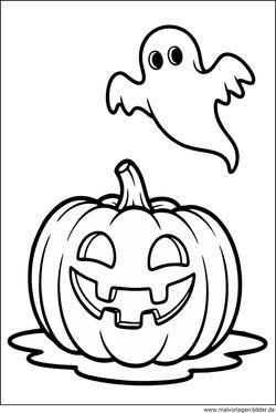 Ausmalbild Halloween Kürbis Gespenst kostenlos ausdrucken