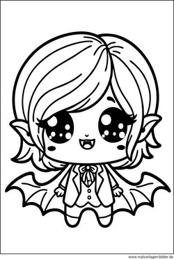 Ausmalbild Mädchen verkleidet sich an Halloween zu einem vampir
