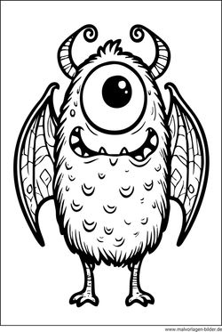 Ein-Augen-Monster mit Flügeln Ausmalbild ausdrucken