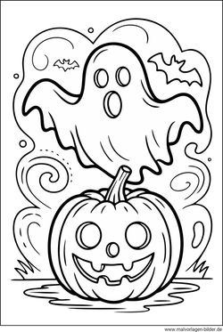 Gespenst Kürbis Halloween Malvorlage für Kinder