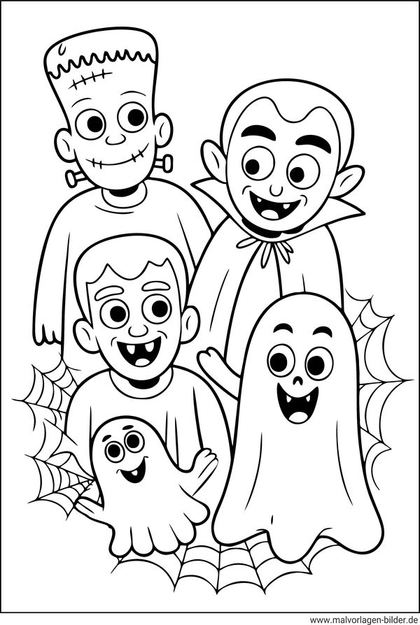 Gespenster Frankenstein Vampir Halloween Ausmalbild