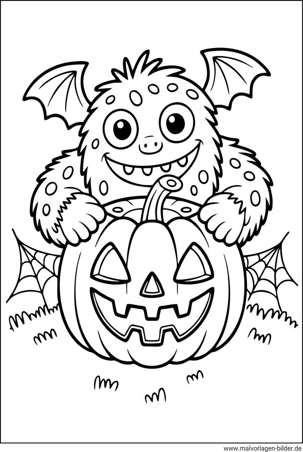 Halloween Ausmalbild kleines Monster