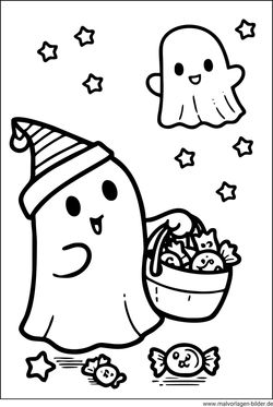 Halloween Gespenster Ausmalbild für kleine Kinder