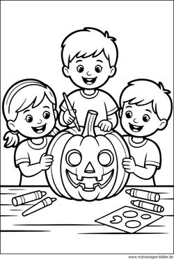 Halloween Kinder basteln einen Kürbis malvorlage kostenlos