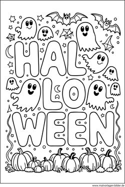 Halloween Schrift als Ausmalbild zum Ausmalen