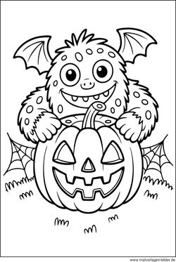 Malvorlage Halloween kleines freundliches Monster