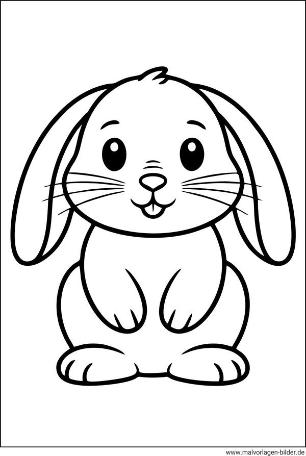 Ausmalbild Kaninchen mit Schlappohren
