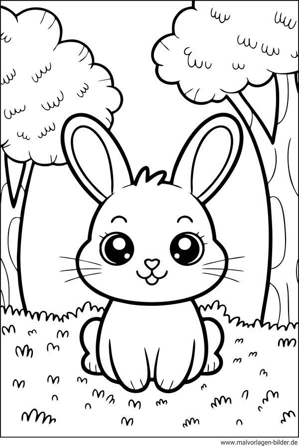 Hase am Waldrand Ausmalbild für Kinder