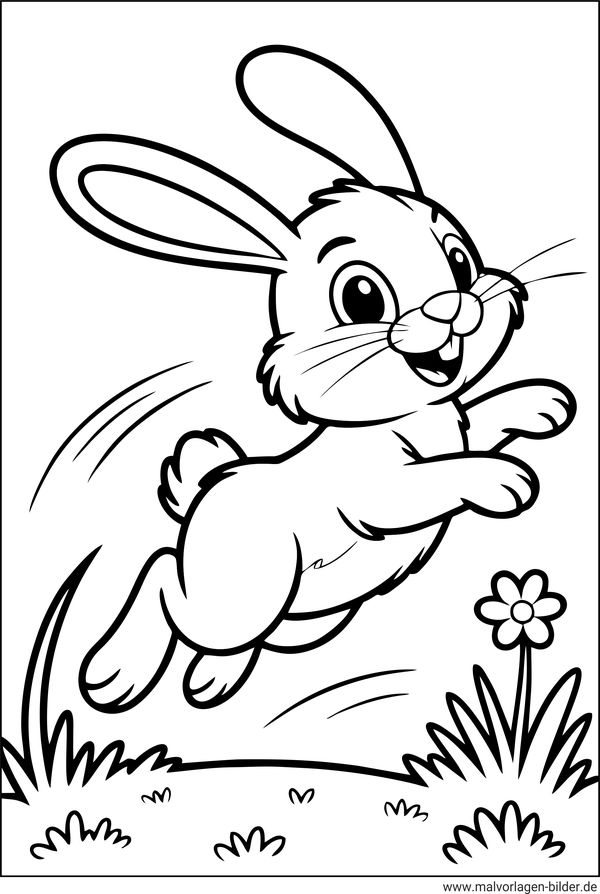 Hase springt in die Luft Ausmalbild