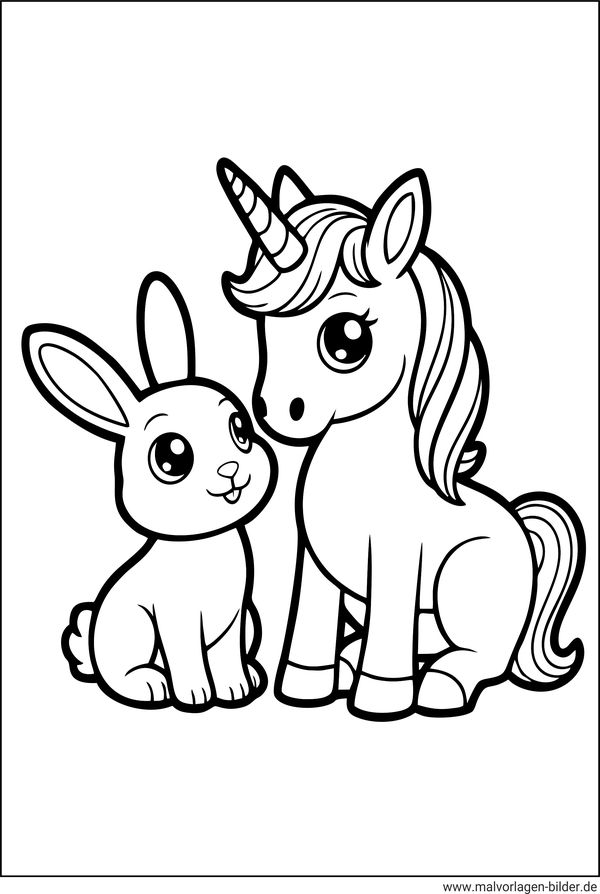 Hase und Einhorn Ausmalbild
