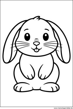 Kaninchen mit Schlappohren Malvorlage für Kinder