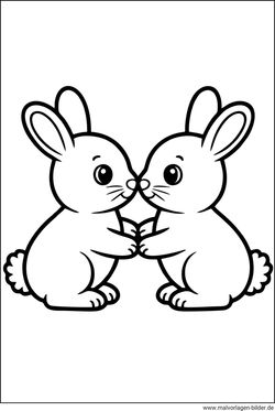Zwei Kaninchen Malvorlage für Kinder kostenlos