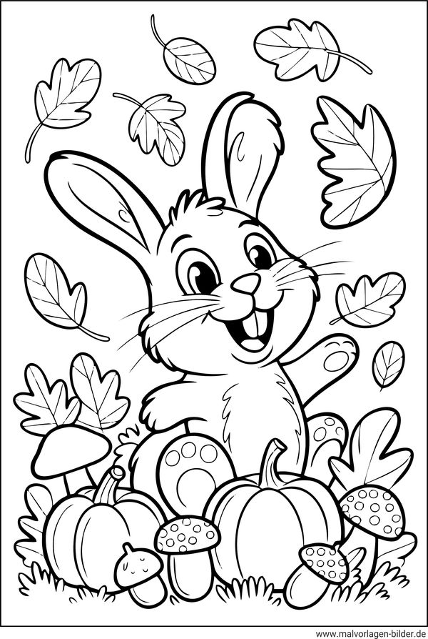 Herbst Ausmalbild Hase