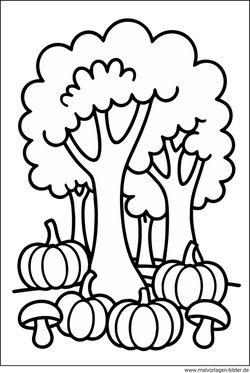 Herbst in der Natur Ausmalbild kostenlos