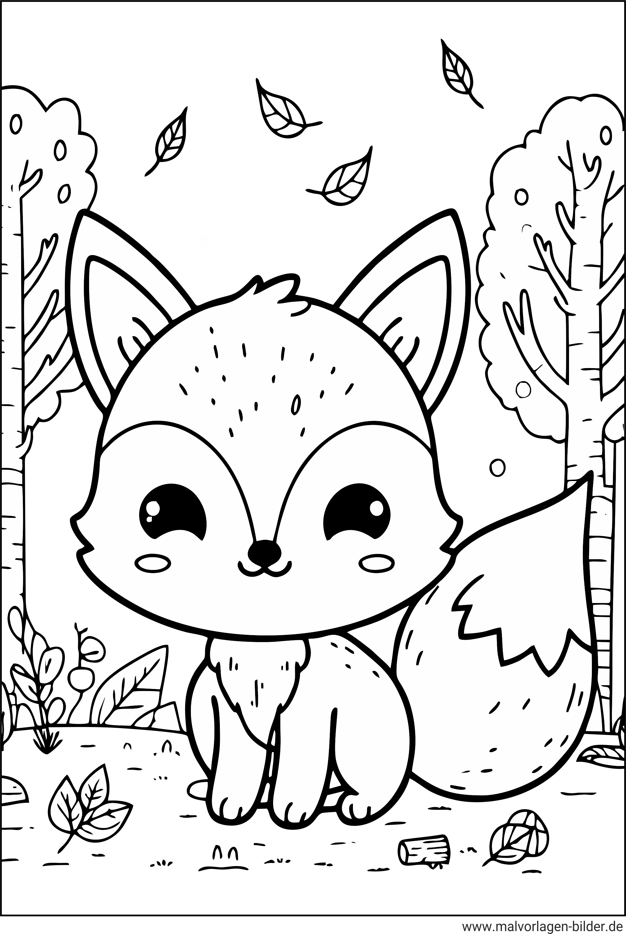 Tiere Herbst Fuchs Ausmalbild