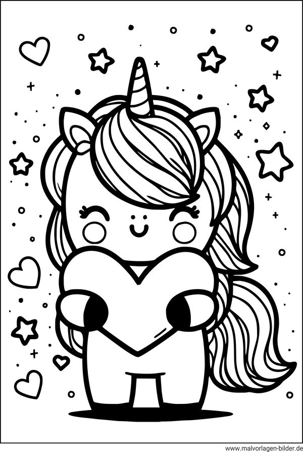 Ausmalbild Herz Einhorn