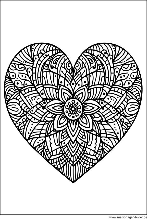Herz Mandala Ausmalbild Erwachsene