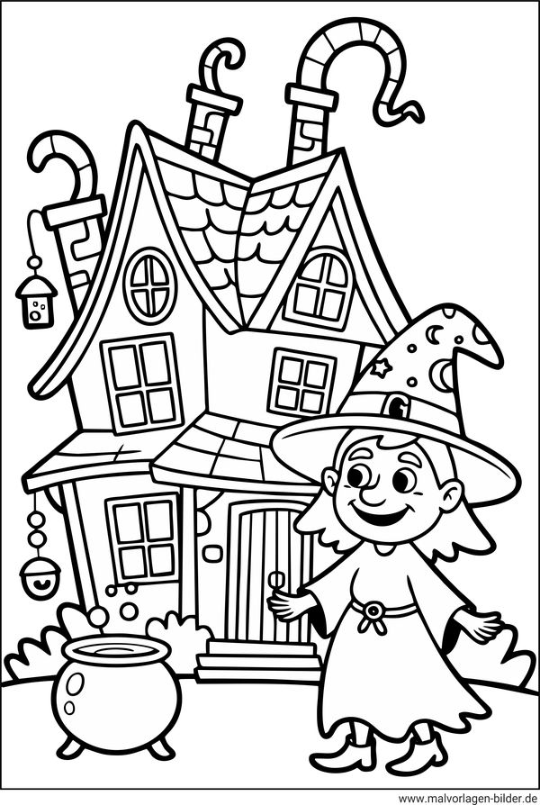 Hexenhaus Ausmalbild