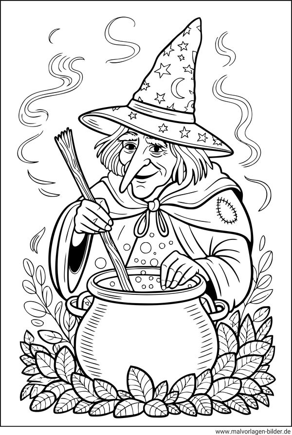 Kräuterhexe Ausmalbild