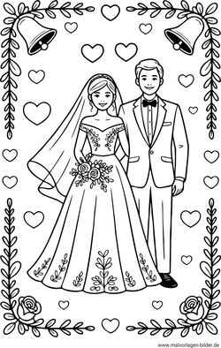 Brautpaar Vorlage für Erwachsene ausdrucken