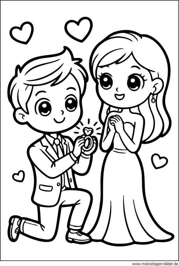 Heiratsantrag Ausmalbild