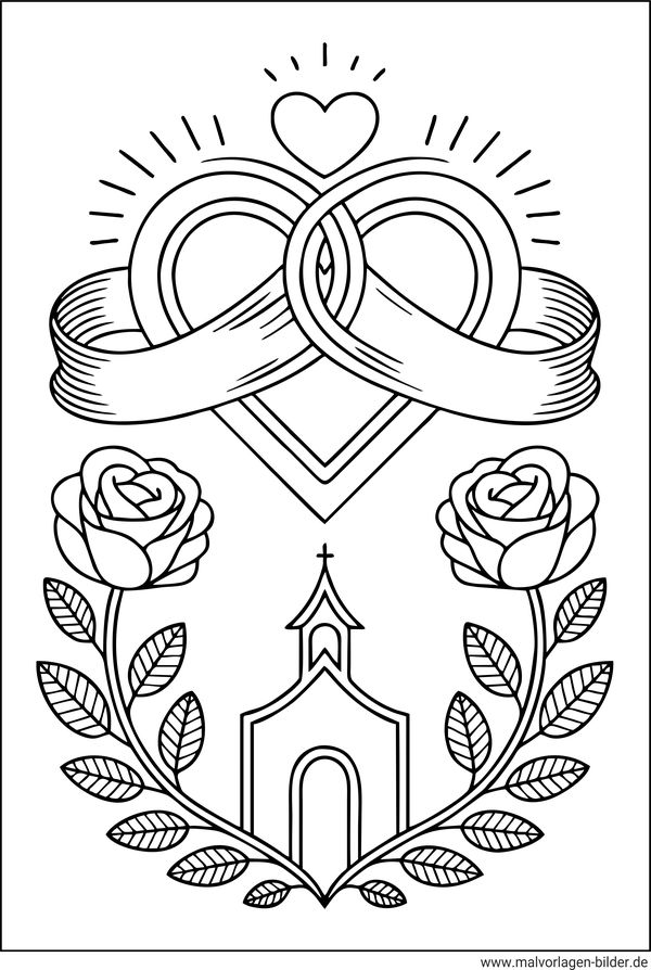 Hochzeit Symbole Zeichnung ausdrucken