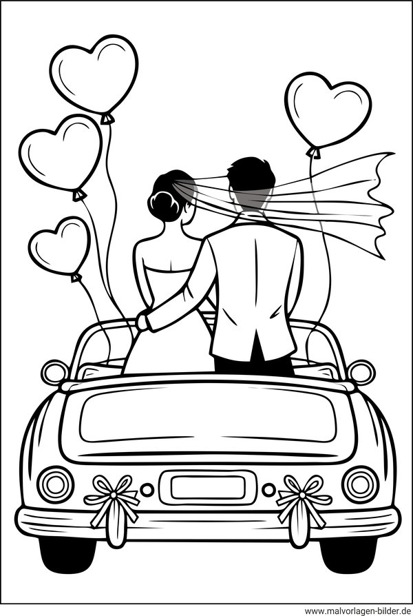 Hochzeitsauto Ausmalbild