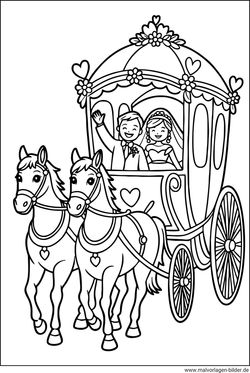 Hochzeitskutsche Ausmalbild Brautpaar