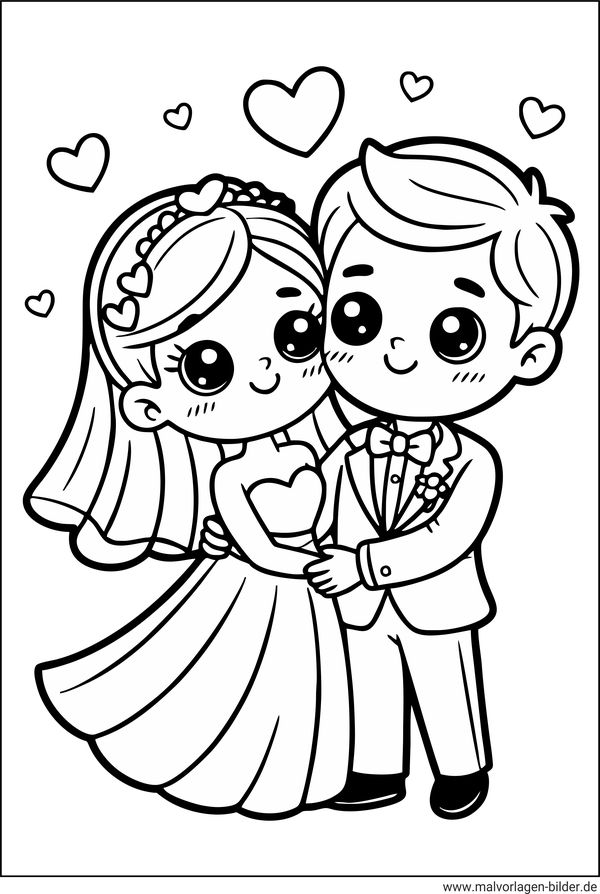Hochzeitspaar Ausmalbild