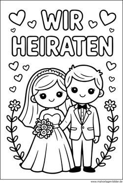 Wir heiraten Ausmalbild Hochzeit