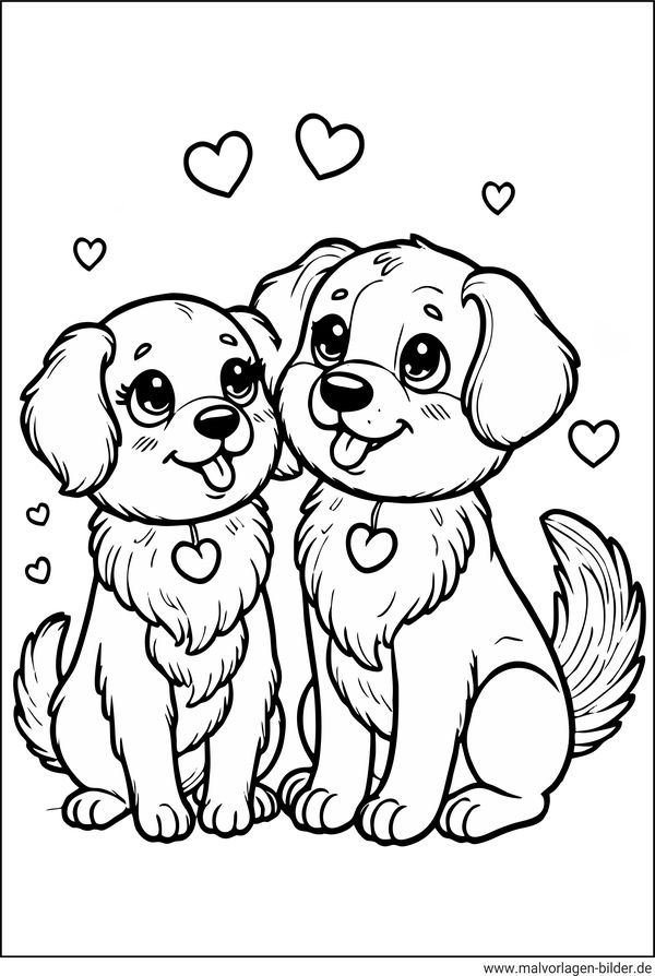 Verliebte Hunde Ausmalbild