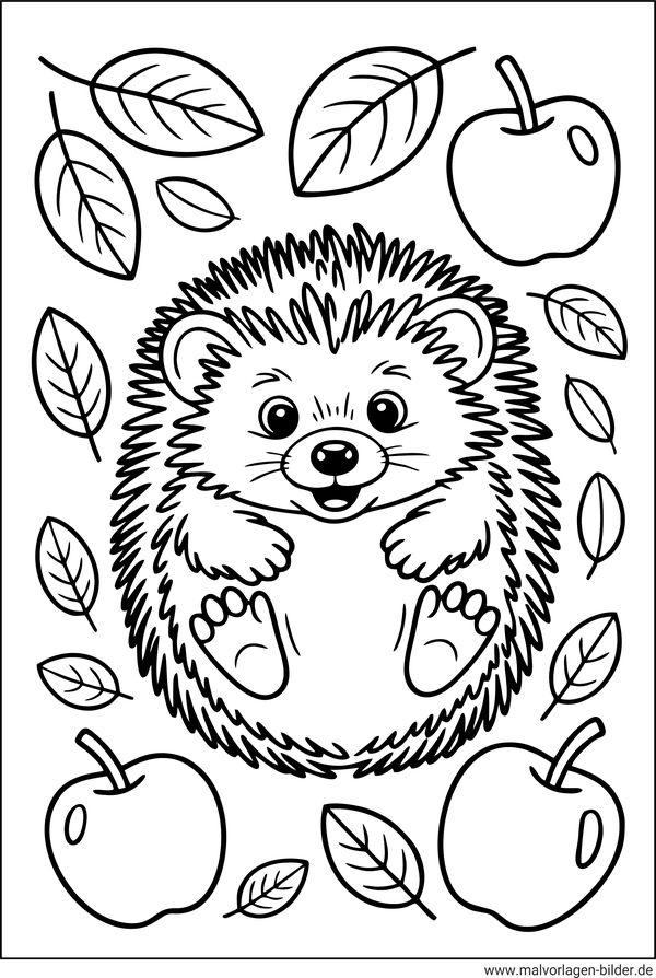 Ausmalbild Igel auf dem Rücken