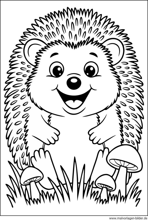 Ausmalbild Igel lacht